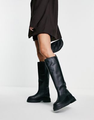 & Other Stories chunky sole knee high flat boots in black