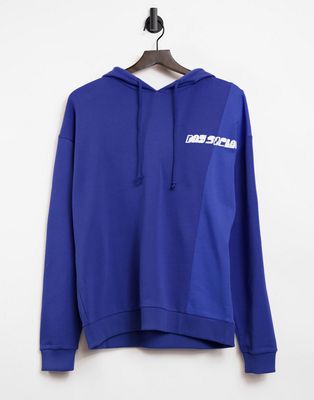 ASOS Daysocial oversized hoodie with cut and sew detail in blue-Blues