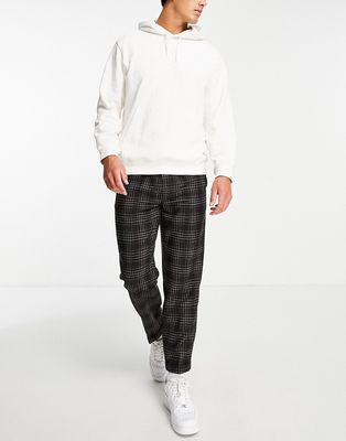 Topman relaxed warm handle grid checked pants in brown