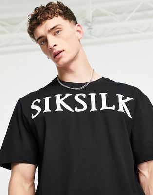 Siksilk oversized t-shirt in black with logo chest print