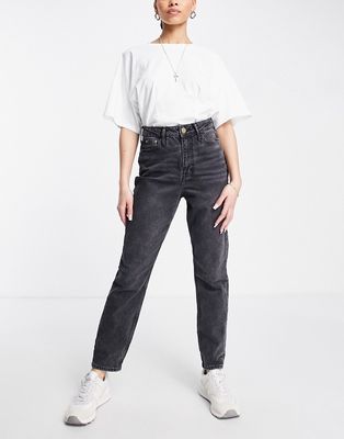 River Island high rise mom jeans in black