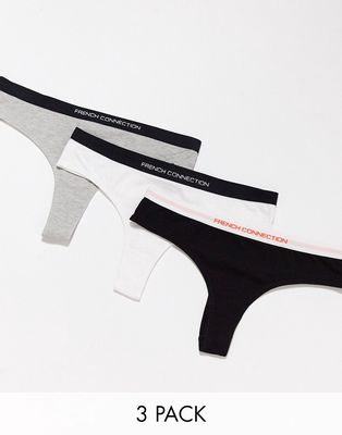 French Connection 3 pack logo thongs-Multi