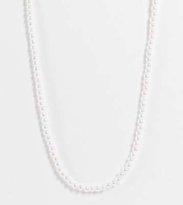 DesignB Curve faux pearl necklace-White