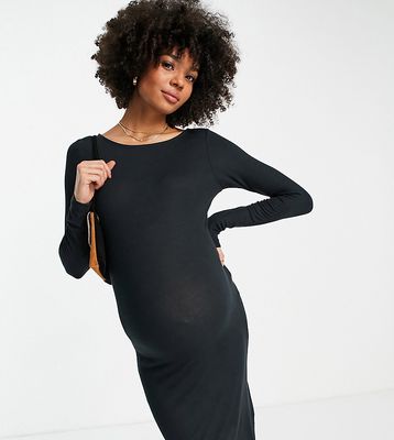 Mamalicious Maternity jersey body-conscious mini dress in black