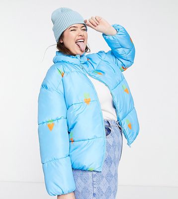 Native Youth Plus oversized padded jacket in bright carrot print-Blues