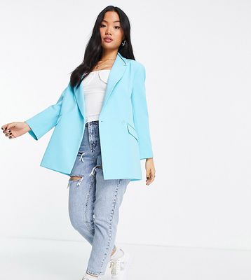 ASOS DESIGN Petite pop blazer in turquoise-Blues