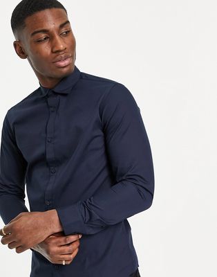 Jack & Jones Essentials smart shirt in slim fit navy