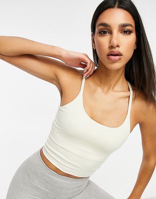 ASOS 4505 icon yoga cami crop top with inner bra-White