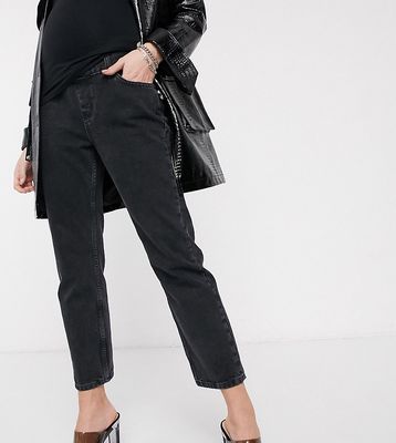 Topshop Maternity overbump jeans in worn black