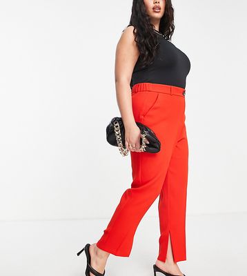 River Island Plus split side cigarette pant in red - part of a set
