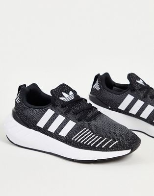 adidas Originals Swift Run 22 sneakers in black with white stripes
