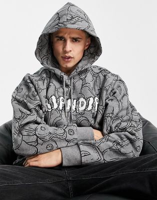 RIPNDIP bubble bobble all-over hoodie in charcoal-Gray