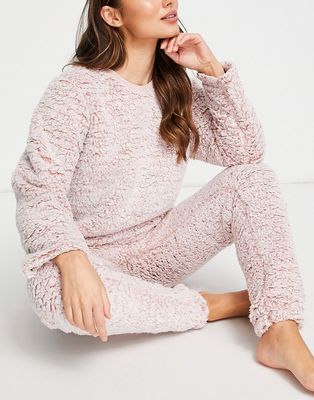 Loungeable frosted sherpa twosie in rose pink