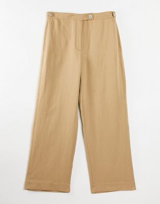 & Other Stories linen pants with pleat detail in beige-Neutral