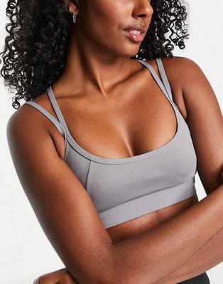 South Beach light support strappy sports bra in slate gray