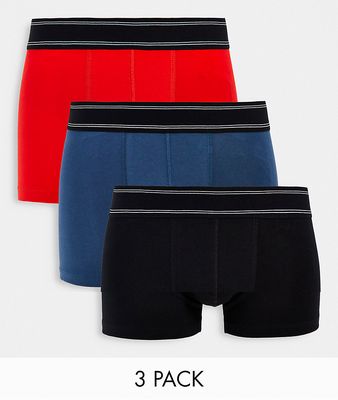 ASOS DESIGN 3 pack trunks with contrast waistband-Multi