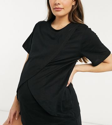 ASOS DESIGN Maternity mix-and-match jersey pajama nursing tee in black