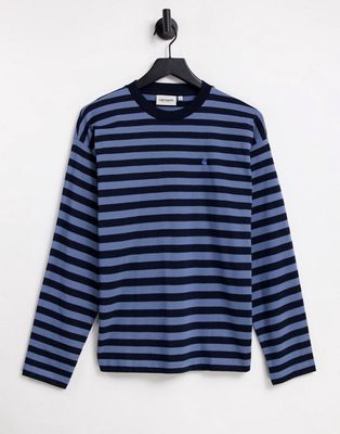 Carhartt WIP long sleeved t-shirt in blue stripe-Multi