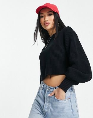 Monki knitted sweater in black