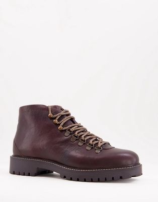 WALK London sean low hiker boots in brown leather