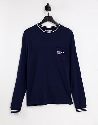Fila long sleeve top with logo in navy