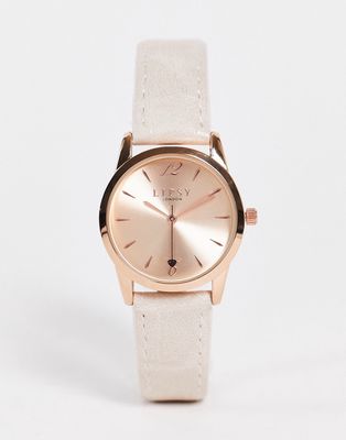 Lipsy mock croc strap watch in rose gold