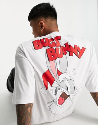 ASOS DESIGN oversized T-shirt with Bugs Bunny print in white-Black