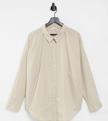 Only Curve oversized shirt in beige-Neutral