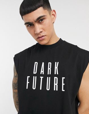 ASOS Dark Future logo oversized sleeveless T-shirt-Black