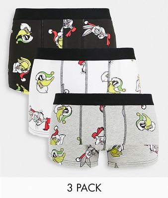 Only & Sons 3 pack trunks with Looney Tunes print-Multi