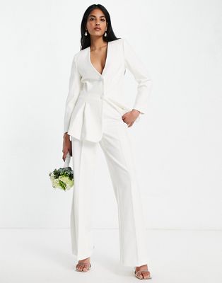 Y.A.S bridal high waisted wide leg pants in white - part of a set