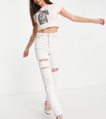 Topshop Tall super bleached ripped mom jeans-Blues