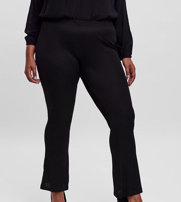 Vero Moda Curve flared pants with front ankle zip in black