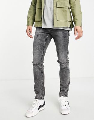 Only & Sons slim fit jeans with rips in gray