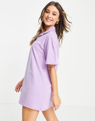 Lola May short sleeve polo shirt dress in lilac-Purple