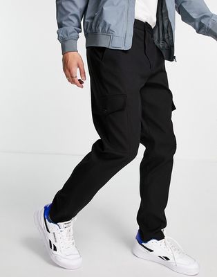 Selected Homme slim tapered cargo pants in black