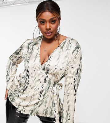 Public Desire Curve x Kenza satin draped shirt in multi - part of a set
