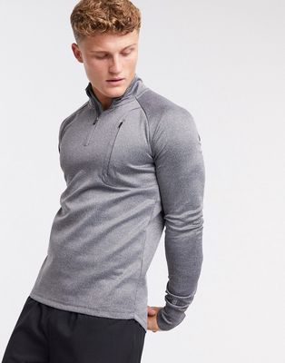 ASOS 4505 icon muscle fit training sweatshirt with 1/4 zip in gray heather-Grey