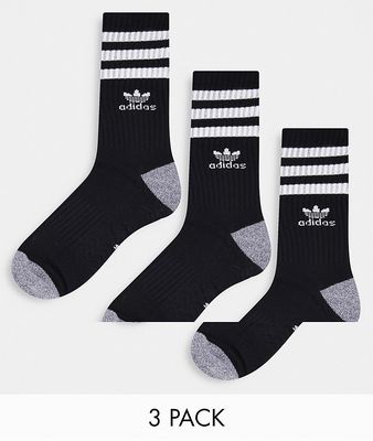 adidas Originals Roller 2.0 3 pack crew socks in black