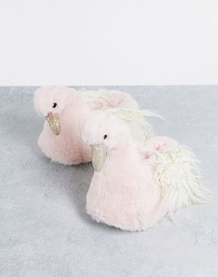 Loungeable swan slipper in light pink