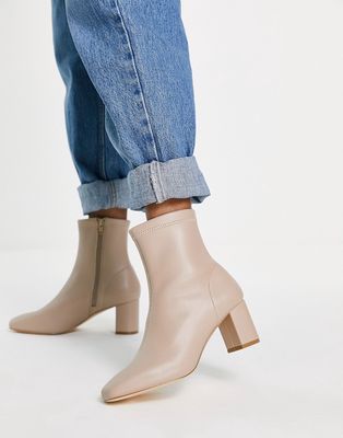 Ever New square toe ankle boots in beige-Neutral