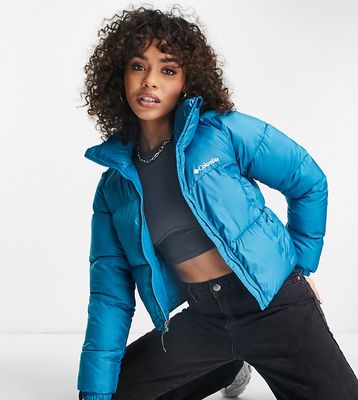 Columbia Puffect cropped jacket in blue Exclusive at ASOS