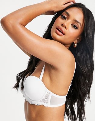 ASOS DESIGN padded multiway balcony bra with underwire in white