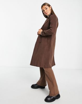 Ever New smart midi coat in chocolate brown