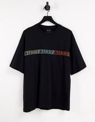 Nicce rioja emboidered t-shirt in black