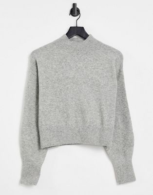 & Other Stories mock neck sweater in gray-Grey