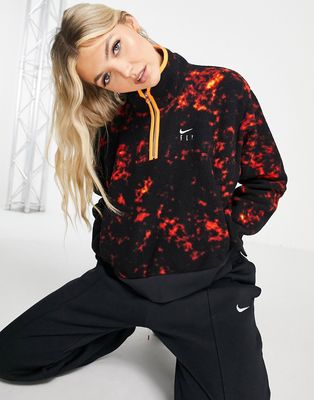 Nike Basketball Fly marble print sherpa fleece quarter-zip oversized sweatshirt in black