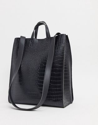 Claudia Canova large tote bag in black croc