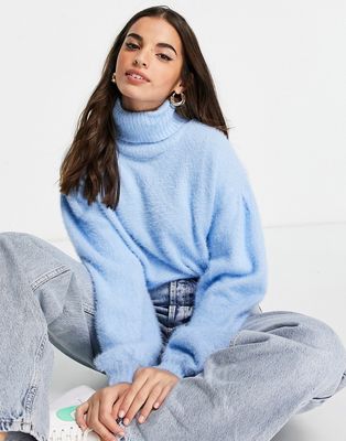 Wednesday's Girl ultimate relaxed sweater with high neck-Blues