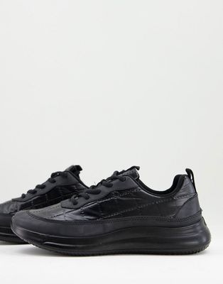 Brave Soul chunky sole padded sneakers in black